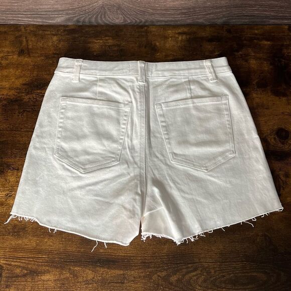 Mason & Belle Ardette Raw Hem Silver Studded Denim Shorts in White. Size 6. NWT! - Picture 5 of 15